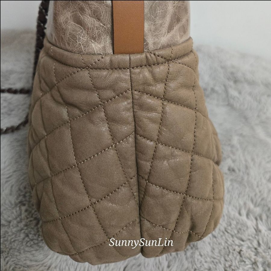 CHANEL 香奈兒 美拉德色系 咖色拼牛皮手提包 肩背包 托特包 媽媽包-22