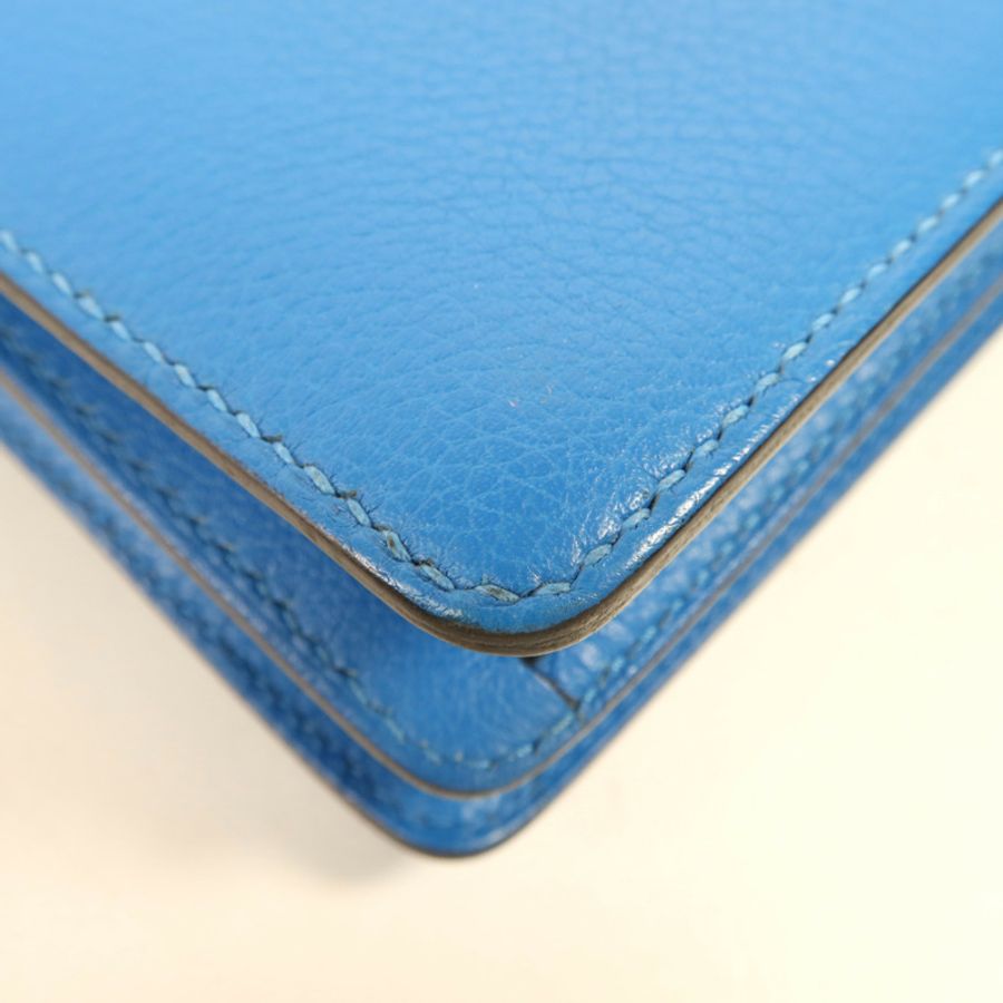 HERMES Evercolor皮革Roulis Mini金扣肩背袋Blue Zanzibar-12