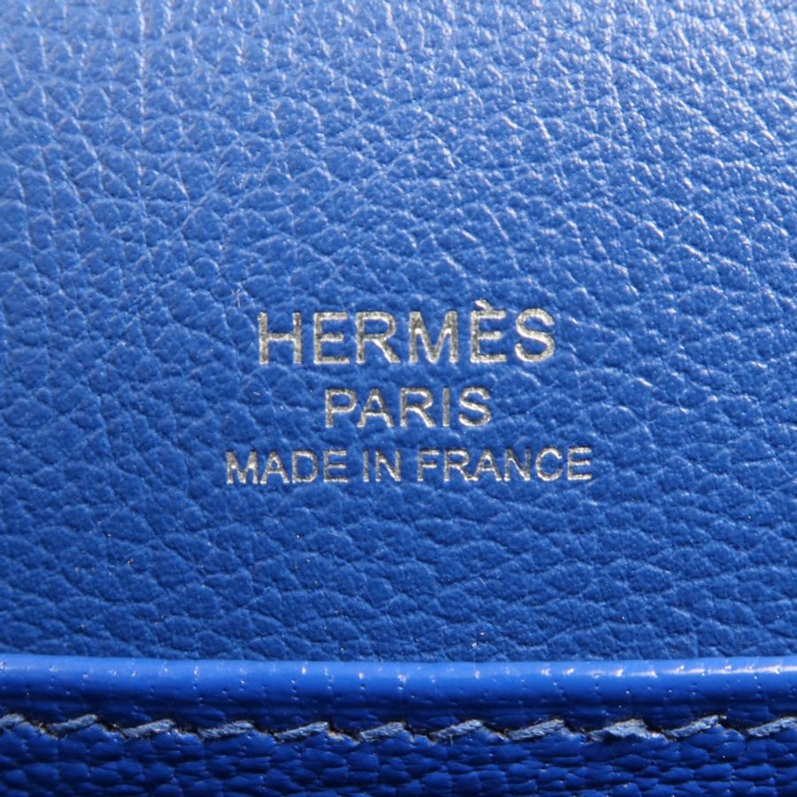 HERMES Evercolour皮革Roulis Mini銀扣肩背袋Blue Zellige-5