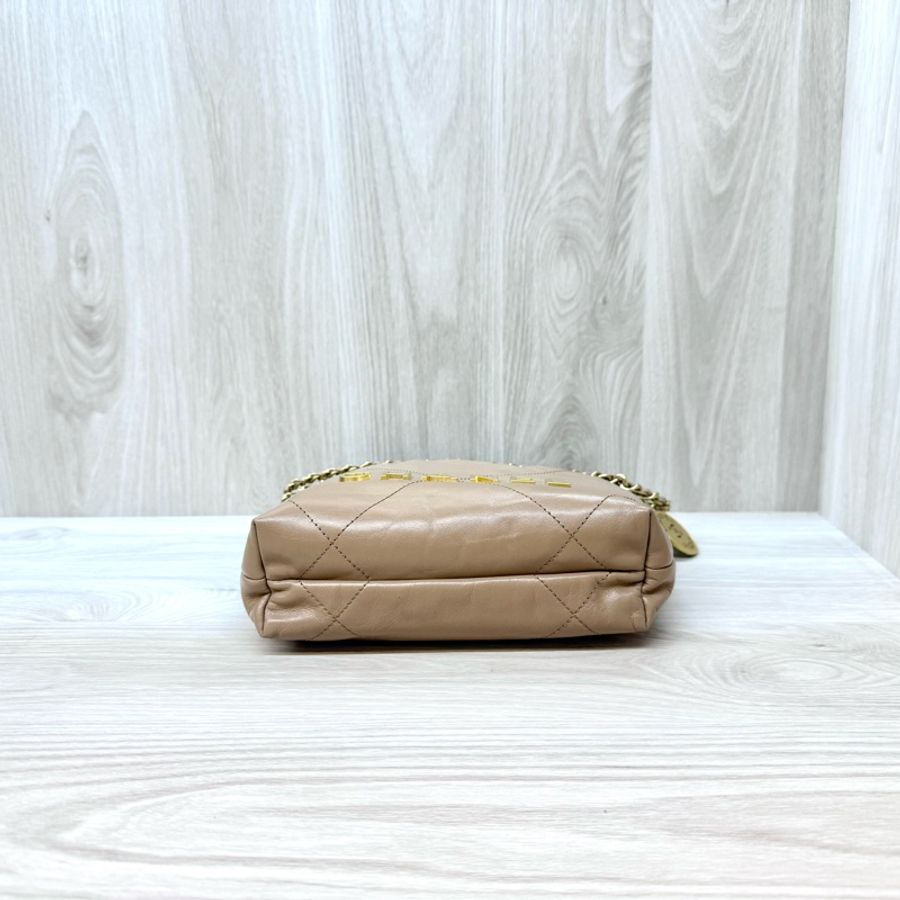 Chanel奶茶油蠟皮mini22bag AS3980-5