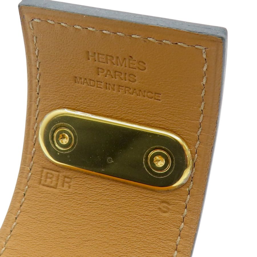 黑色皮革鍍金屬 Intense 手環口R刻【HERMES 愛馬仕】口R刻/R-5