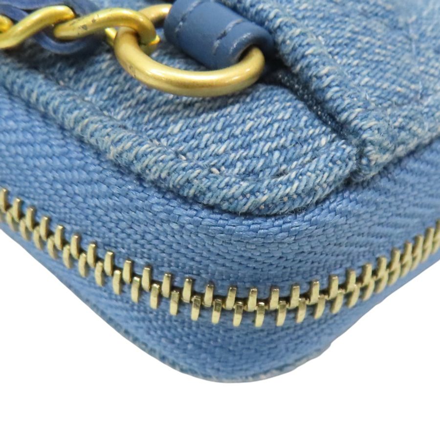 藍色 丹寧布 Golden Globe Cowboy Card Holder 金鍊 零錢包【CHANEL 香奈兒】-12