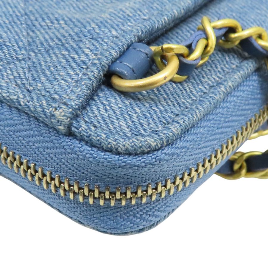 藍色 丹寧布 Golden Globe Cowboy Card Holder 金鍊 零錢包【CHANEL 香奈兒】-14
