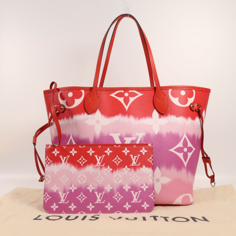 LOUIS VUITTON Monogram Escale Neverfull MM銀扣肩背袋/手挽袋-13