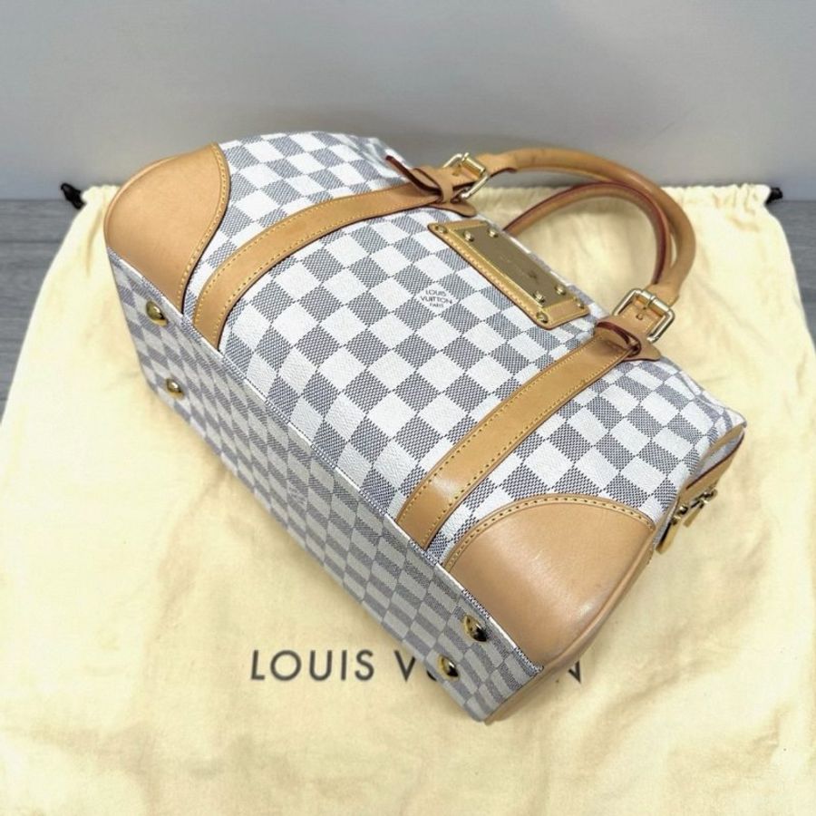 LV 白棋盤格拼皮手提托特包 31*21*20 98新配件塵袋-1
