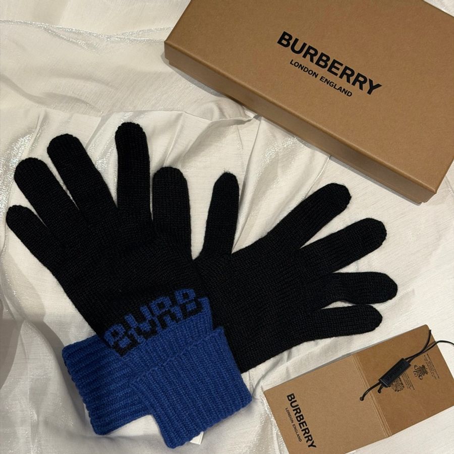 🎁Burberry 羊絨撞色手套✨9.9成新/柔軟舒適-1