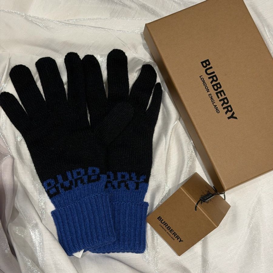 🎁Burberry 羊絨撞色手套✨9.9成新/柔軟舒適-3