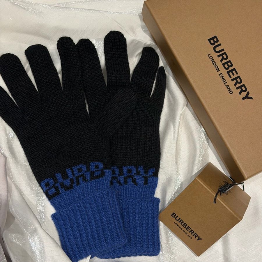 🎁Burberry 羊絨撞色手套✨9.9成新/柔軟舒適-5