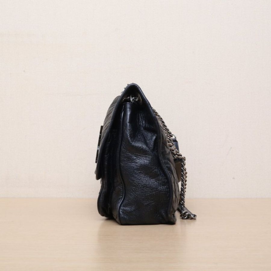 SAINT LAURENT Niki大號32D扣黑色牛皮銀扣肩背包-4