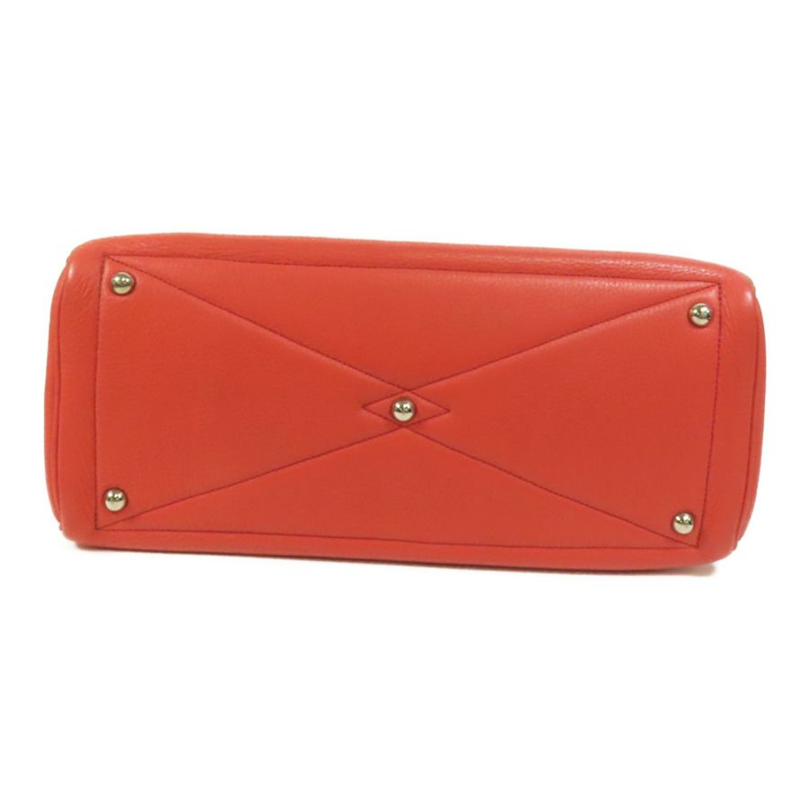 HERMES Clemence皮革Victoria 35銀扣手挽袋Rouge Pivoine-3