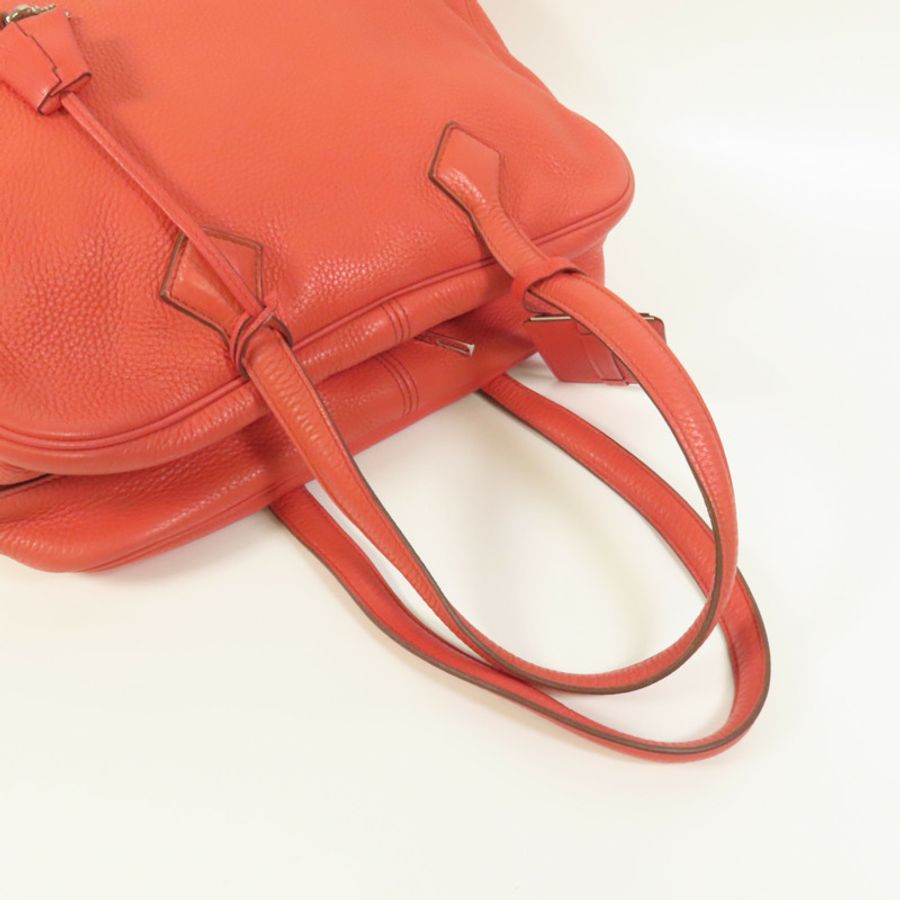 HERMES Clemence皮革Victoria 35銀扣手挽袋Rouge Pivoine-4