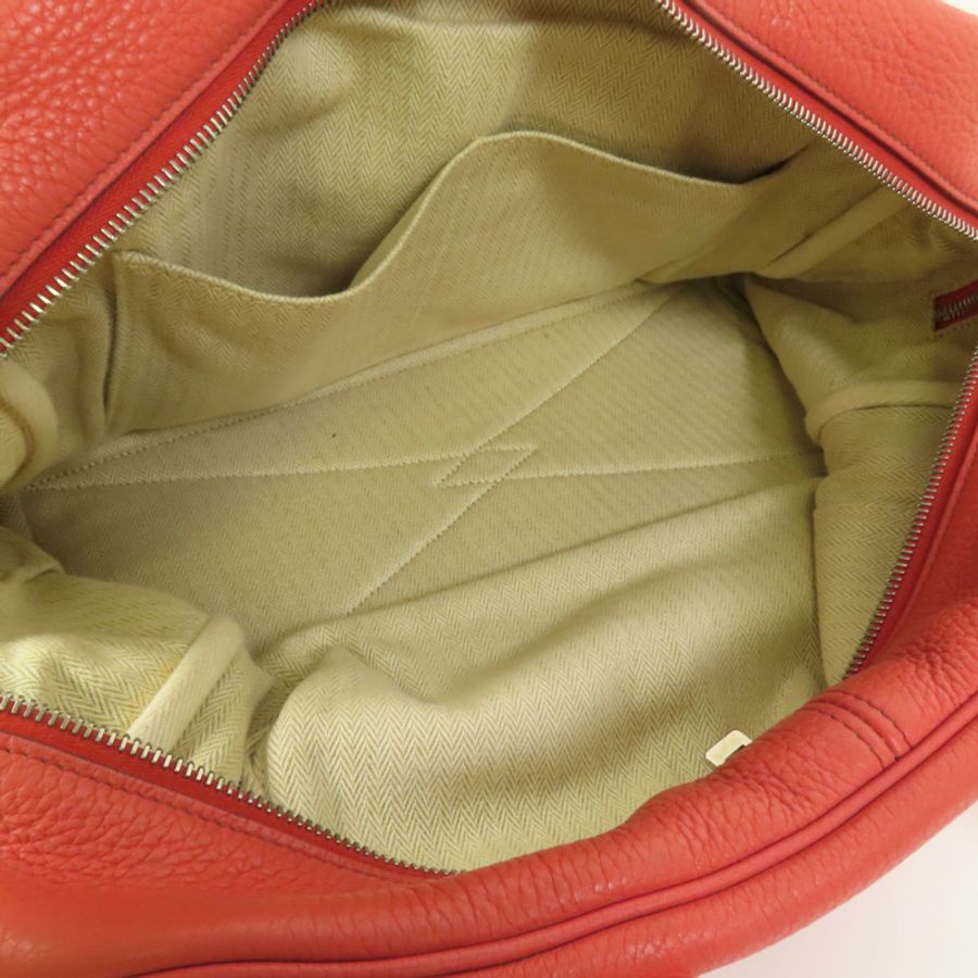 HERMES Clemence皮革Victoria 35銀扣手挽袋Rouge Pivoine-5