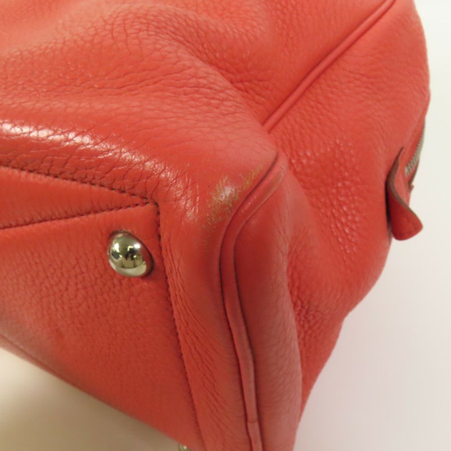 HERMES Clemence皮革Victoria 35銀扣手挽袋Rouge Pivoine-14