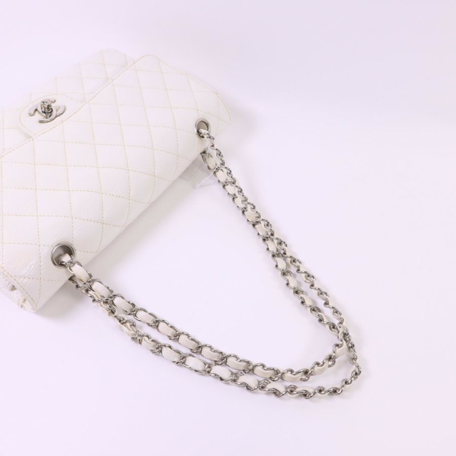 CHANEL 牛皮皮革Classic 25銀扣鏈帶肩背袋-5