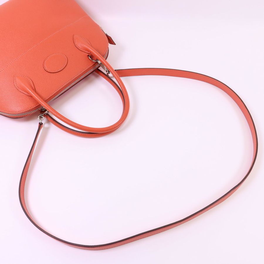 HERMES Epsom皮革Bolide 27銀扣手挽肩背兩用袋Rose Jaipur-4