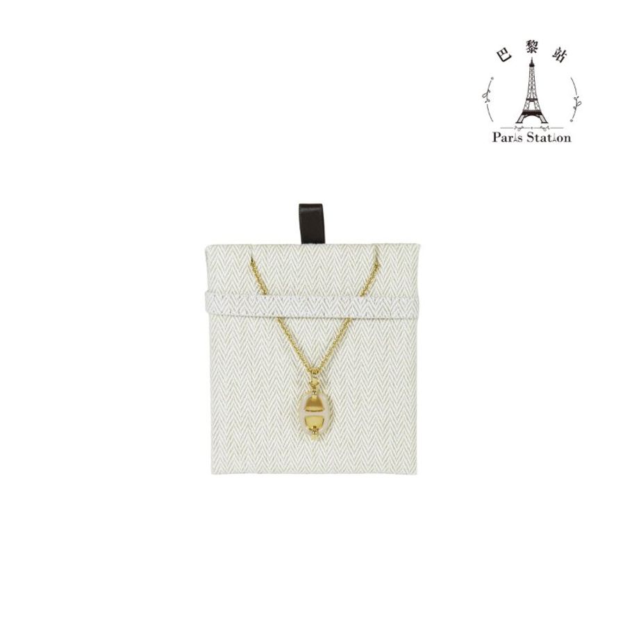 【巴黎站二手名牌專賣店】*現貨*HERMES 愛馬仕 真品*奶油白經典豬鼻子金項鍊-0