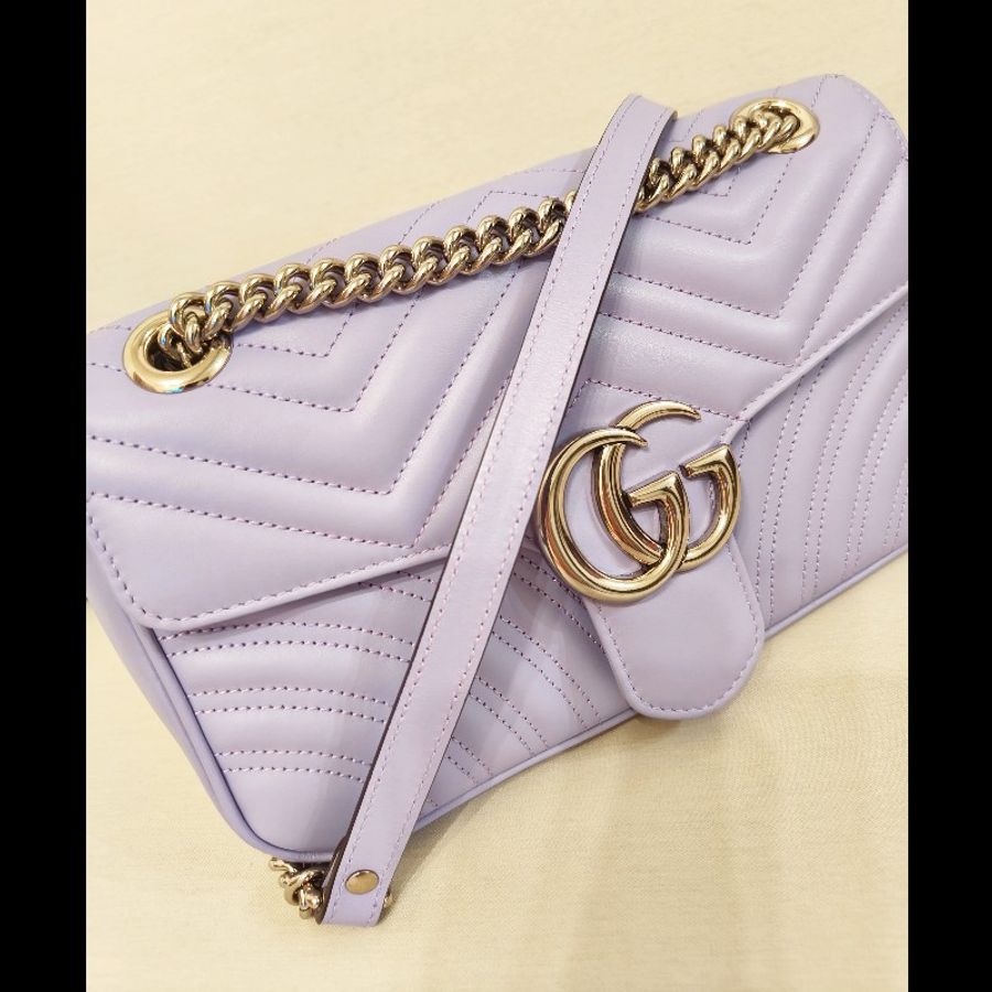 Gucci 新款 GG Marmont Sorbet雪酪粉紫色-9