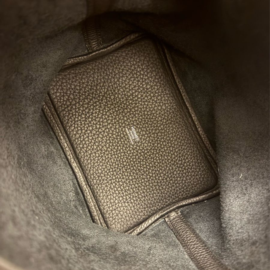 HERMES Picotin18 黑銀 stamp Y正品絲帶贈送-7