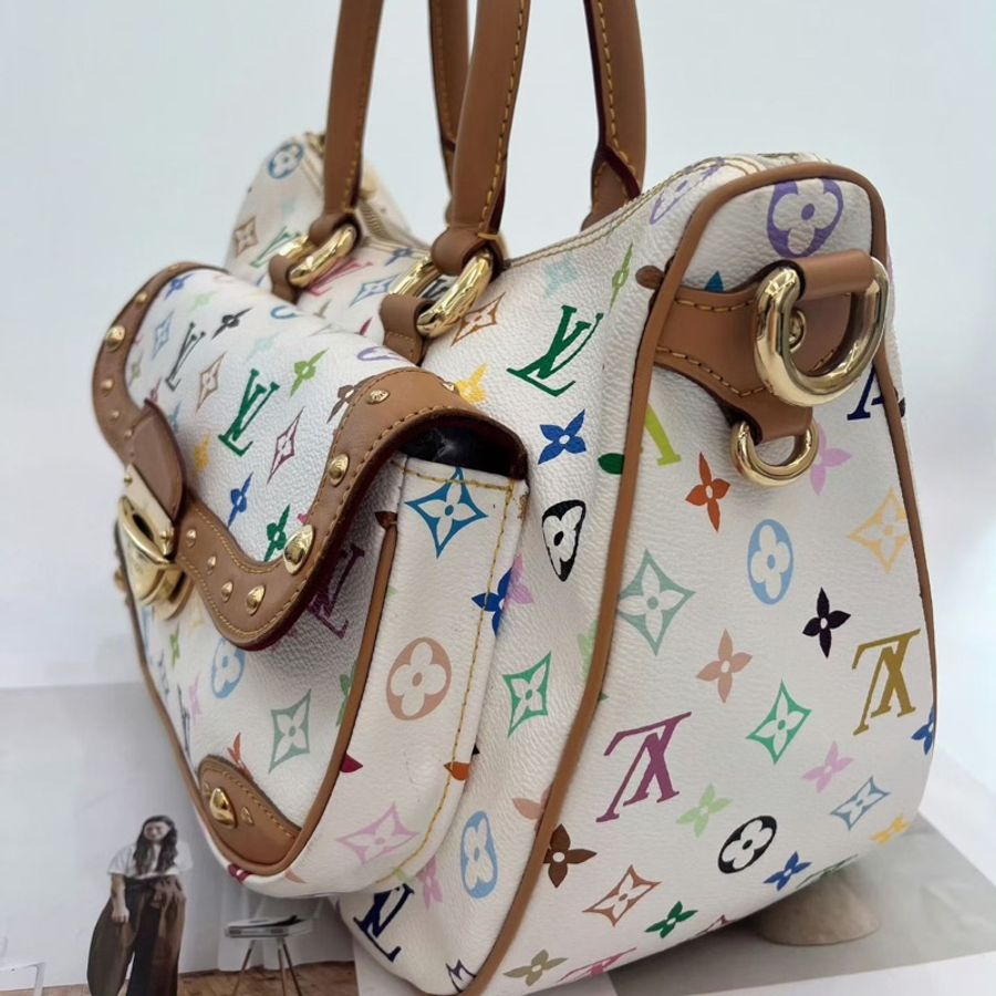 ✨🤍 LV 村上隆白三彩大號手提包 已絕版 專櫃近十萬購入-4