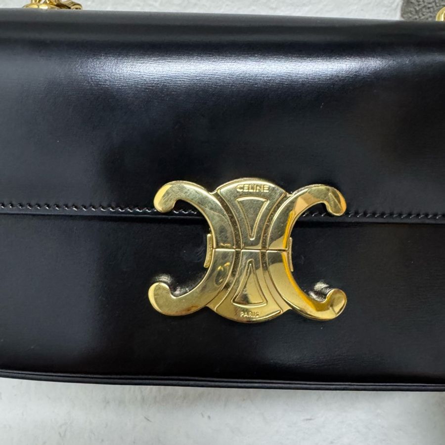 Celine 經典黑金凱旋門腋下包-2