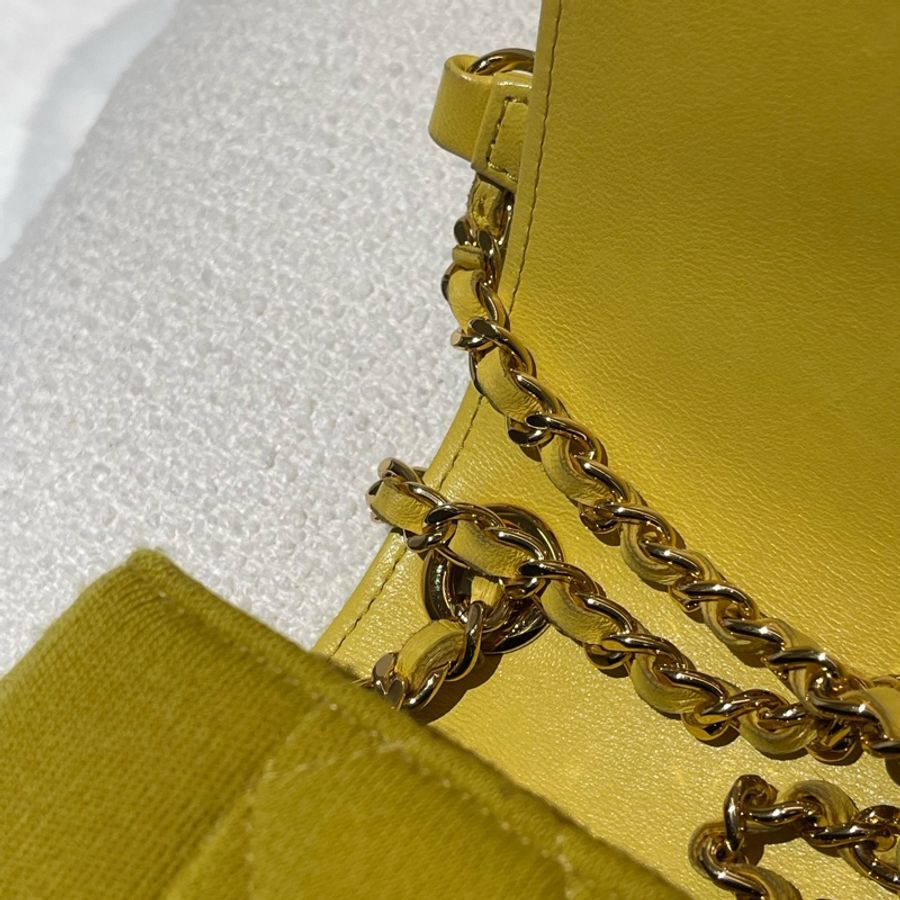 Chanel Mini Flap Bag 檸檬黃 肩背斜背兩用包-12