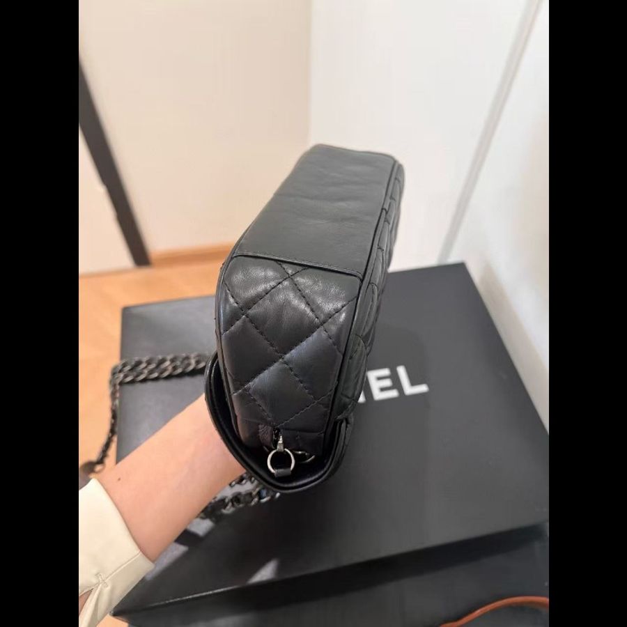 Chanel香奈兒 黑銀做舊 油蠟牛皮 mini flap easy coco cf-17