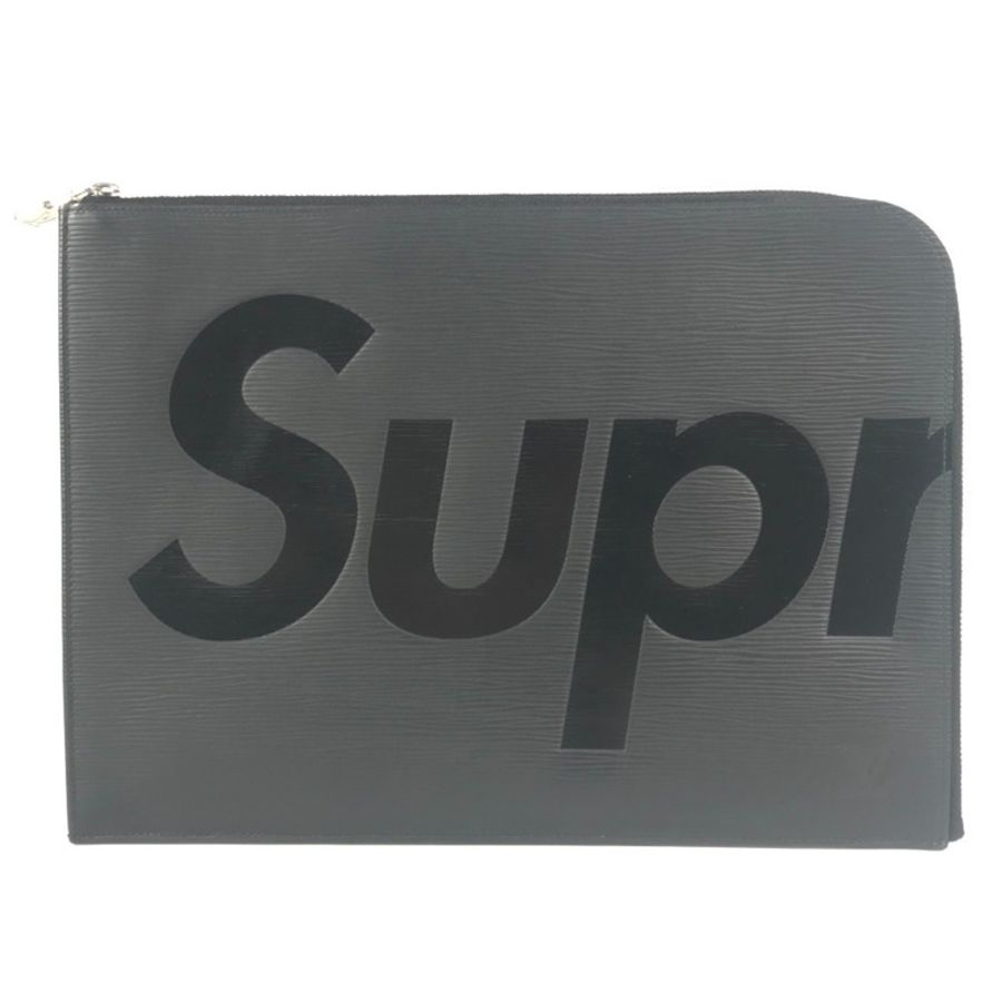路易威登 M67754 Epi 皮革 Supreme Pochette Jour GM 黑色手拿包,男士,黑色-0