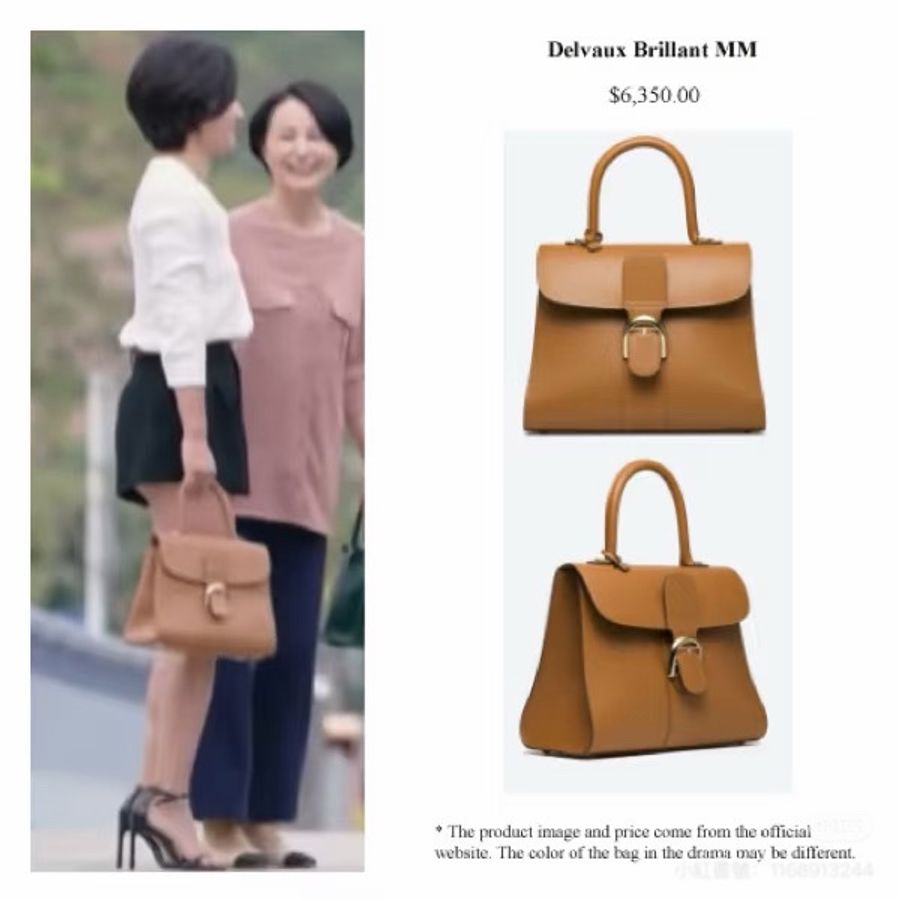 Delvaux 牛皮皮革Brillant MM 金扣 金棕色 手提包 肩背包 側背包 斜背包-7