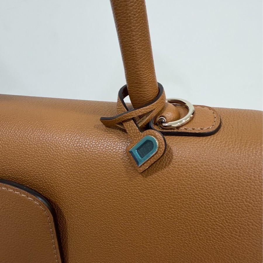 Delvaux 牛皮皮革Brillant MM 金扣 金棕色 手提包 肩背包 側背包 斜背包-21