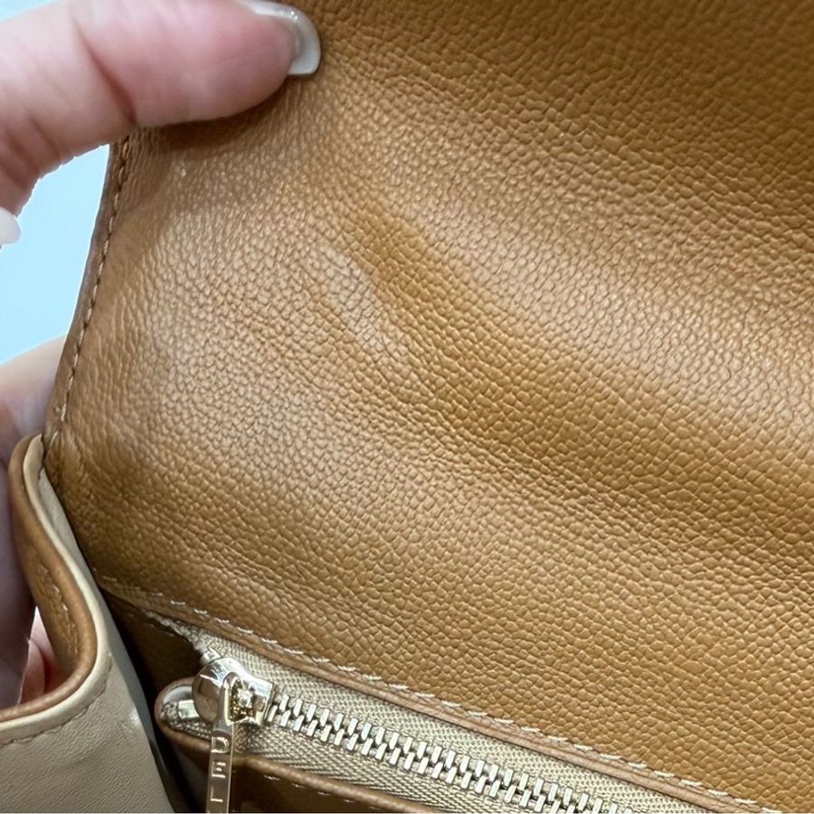 Delvaux 牛皮皮革Brillant MM 金扣 金棕色 手提包 肩背包 側背包 斜背包-36