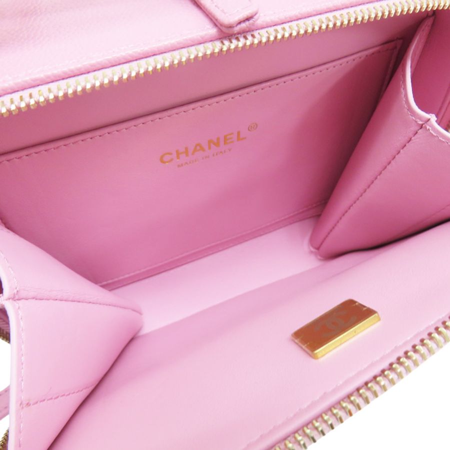 粉紫色 菱格紋 荔枝牛皮Pick Me Up Vanity 手把鍊帶單肩背包金扣【CHANEL 香奈兒】 AS3221-4