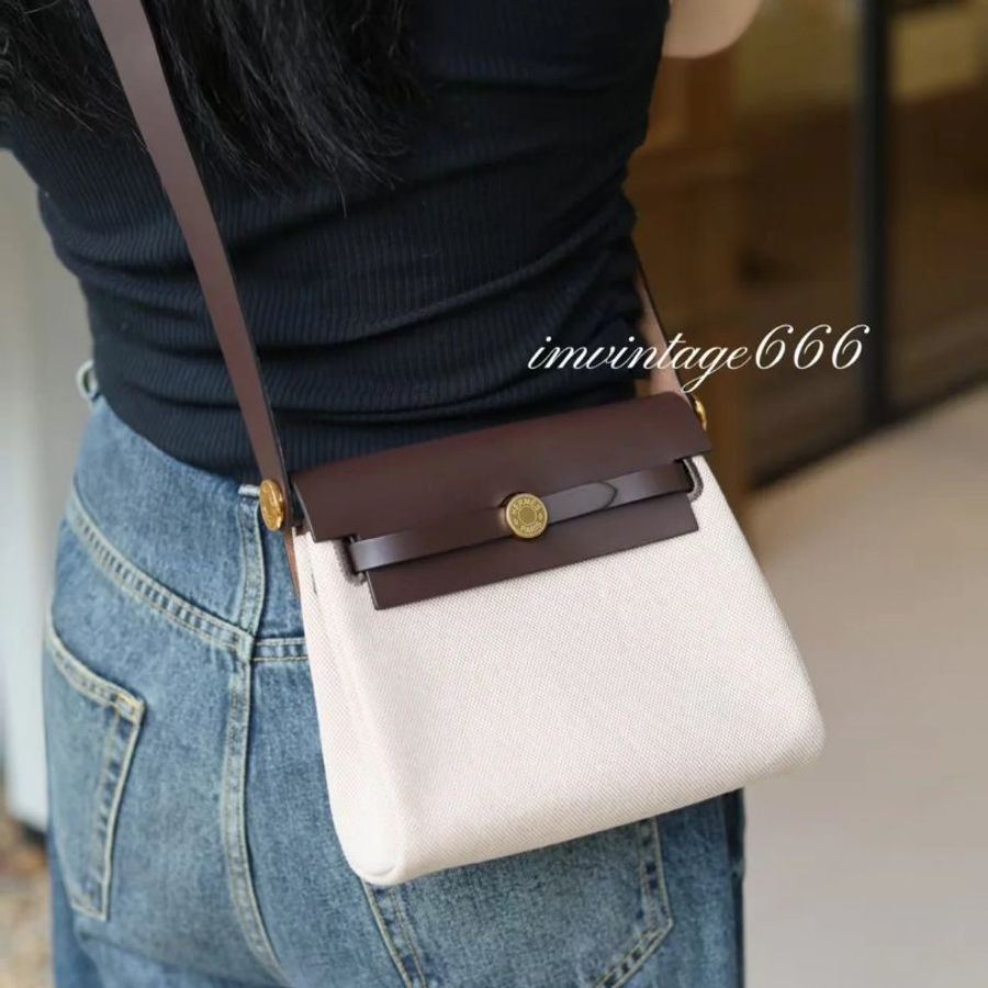 HERMES Herbag zip 20 - 烏木金-7
