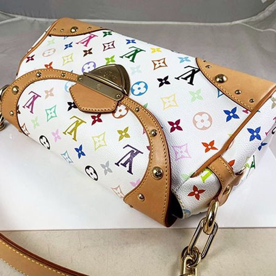 ★已售出★ *奢華大道國際精品*【L3293】LV村上隆白彩BEVERLY金牌肩背包 (MM) M40203-2