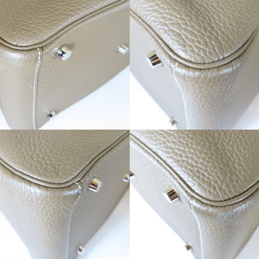【巴黎站二手名牌專賣店】*現貨*HERMES 愛馬仕 真品*X刻LINDY30 大象灰牛皮銀釦肩背包-5