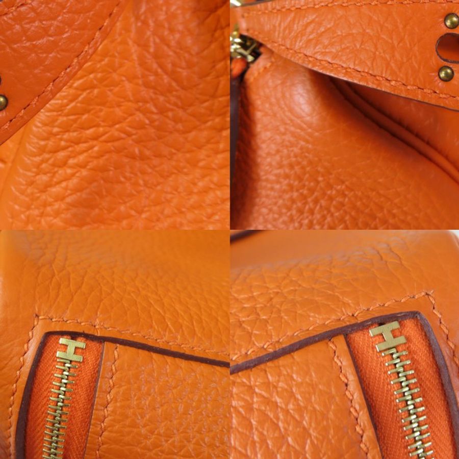 【巴黎站二手名牌專賣店】＊現貨＊HERMES 愛馬仕 真品＊B刻愛馬仕橘金釦MINI LINDY手提肩背包-5