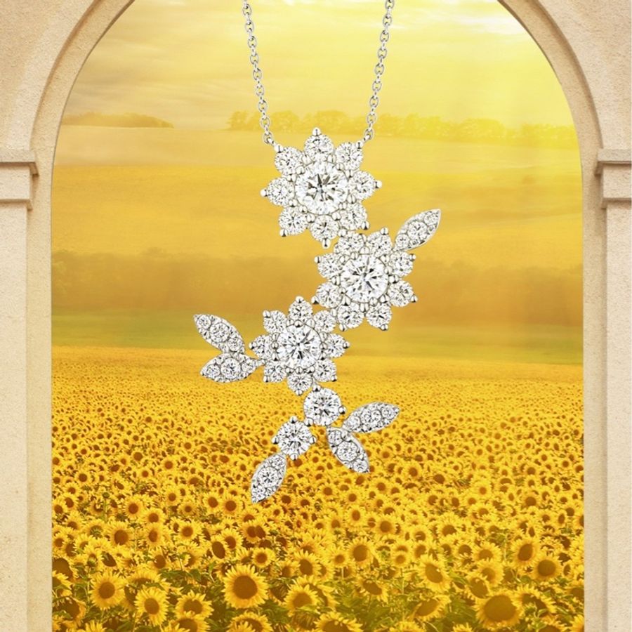 Harry Winston海瑞温斯顿 Sunflower系列 太阳花三蕊项链-6
