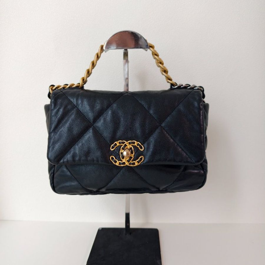 Chanel 香奈兒 19bag 黑金小號 29開有卡-7