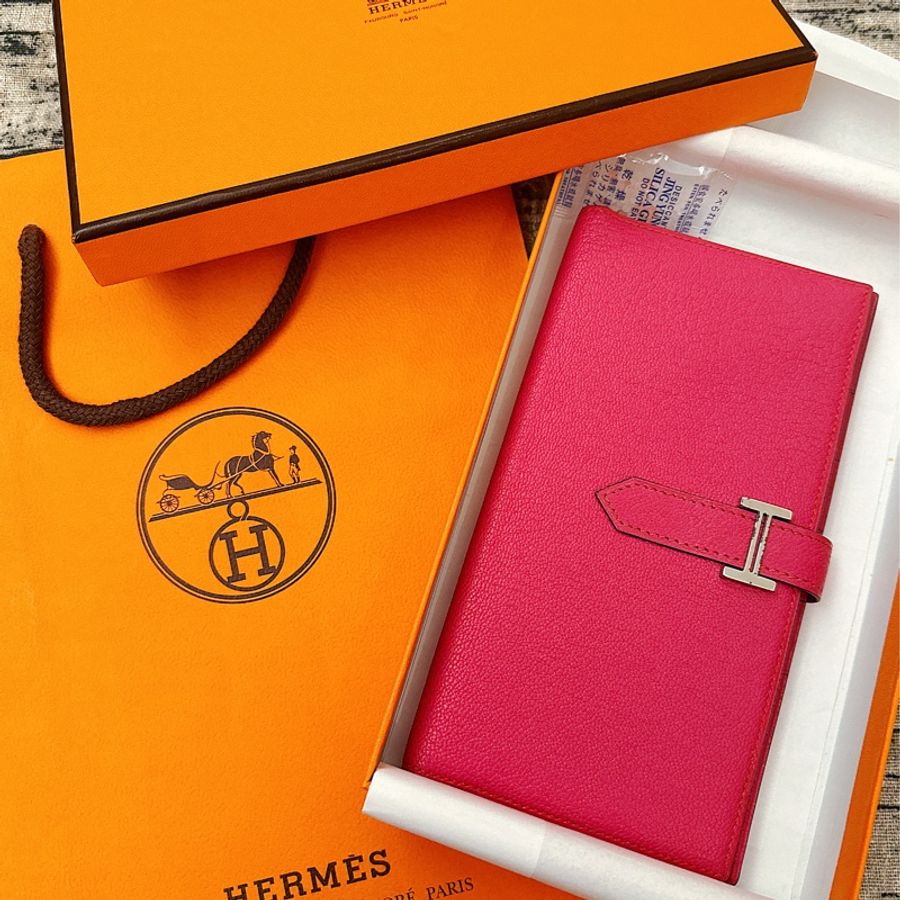 🔥Hermes Bearn Mysore 山羊皮桃色長夾🔥-0