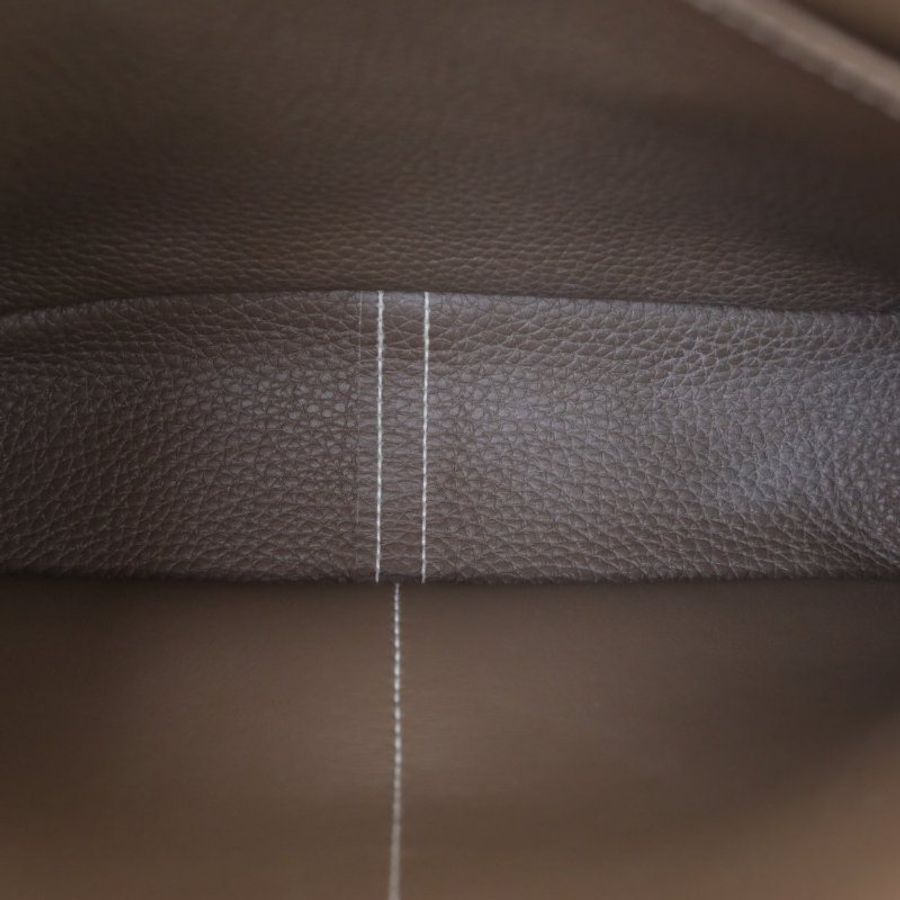 HERMES Halzan25雙提手單肩包18大象灰TC皮Y刻金扣肩背包-3