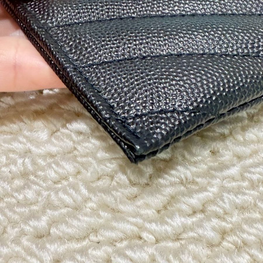 Saint Laurent - 黑色金釦魚子醬山型紋一字拉鍊手拿包-6