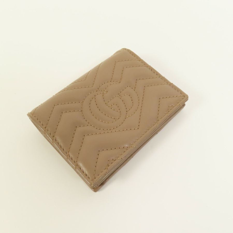 GUCCI 牛皮皮革GG Marmont金扣錢包-4