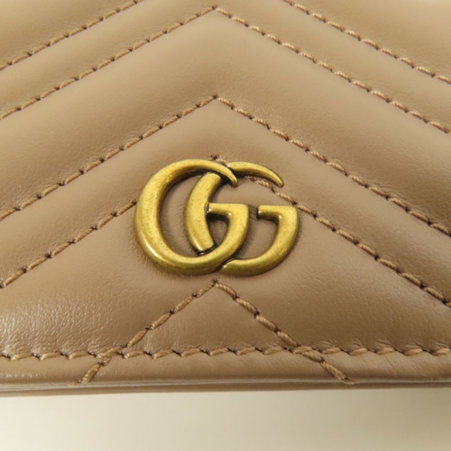 GUCCI 牛皮皮革GG Marmont金扣錢包-5