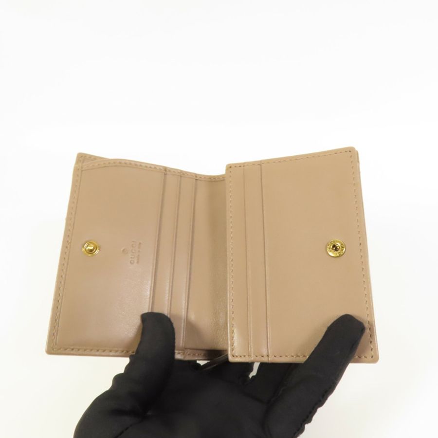 GUCCI 牛皮皮革GG Marmont金扣錢包-6