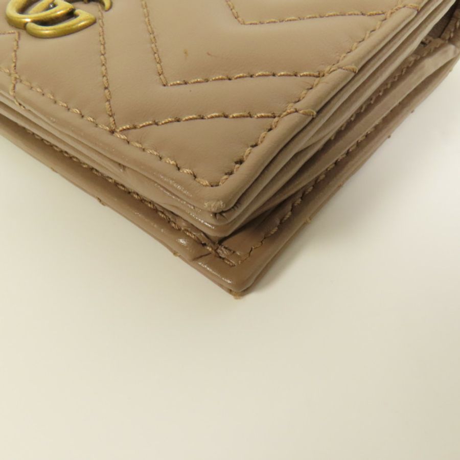 GUCCI 牛皮皮革GG Marmont金扣錢包-10