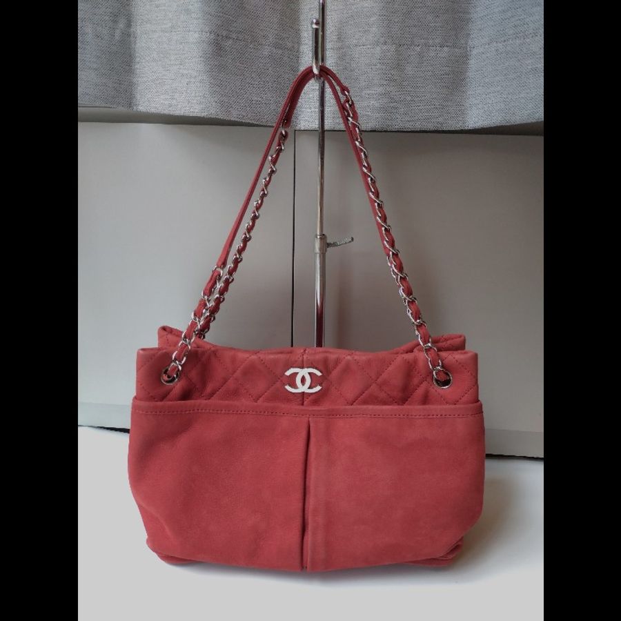 Chanel 銀鍊橘皮革三層托特包-0