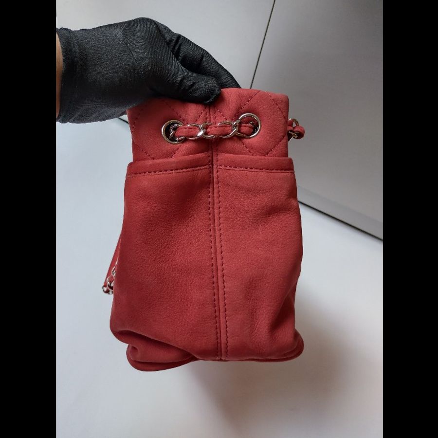 Chanel 銀鍊橘皮革三層托特包-8