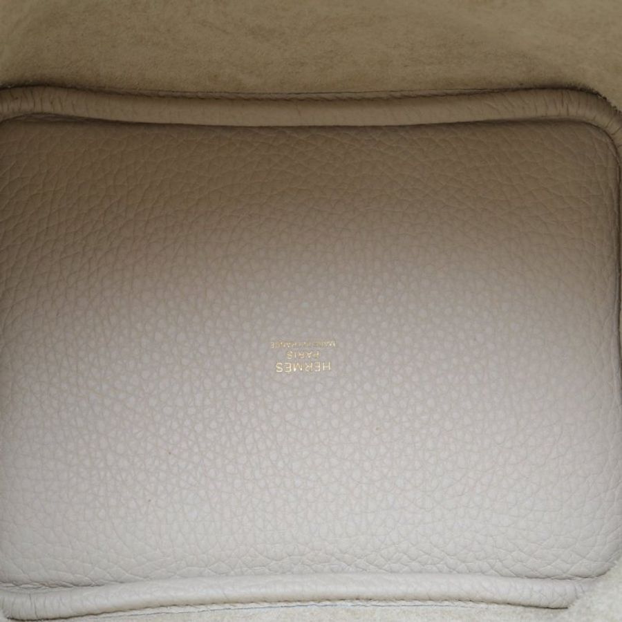 HERMES Picotin18菜籃子8L冰川白TC皮B刻金扣肩背包-2