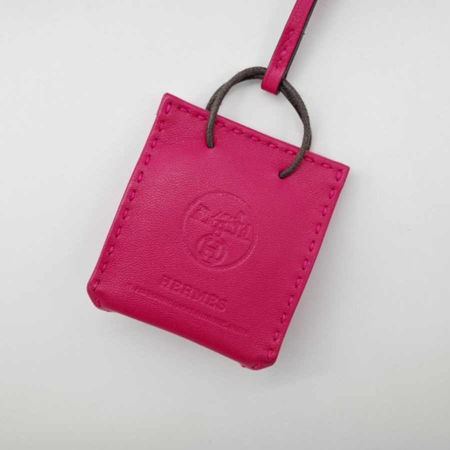 Hermès 愛馬仕 Sac Orange 紙袋造型 桃色 小羊皮 吊飾 掛件-1