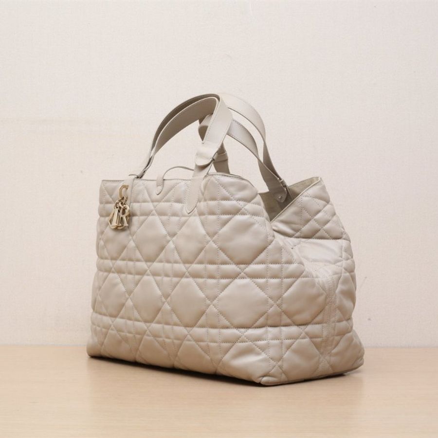 DIOR Toujours手提單肩包大號37褐色牛皮淺金扣2023肩背包-4