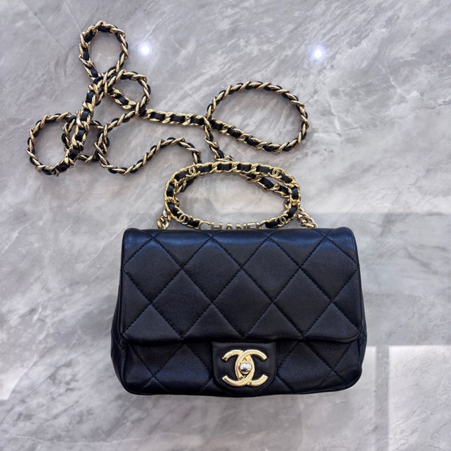 Chanel 23c 圓環把手方胖晚宴包-5